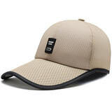 吻过 帽子男夏季遮阳帽户外防晒凉网帽休闲透气太阳帽钓鱼鸭舌帽长檐 卡其色 均码（帽围56-60CM可调节）
