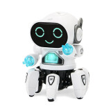 悍迪六爪鱼机器人跳舞玩具 科技潮玩智能玩具灯光音乐机器人玩具 白色干电池版