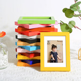 伊眸 实木小相框摆台挂墙画框装裱框相片照片框木框像框定制洗照片 黄色 5寸摆台挂墙两用