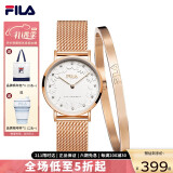 斐乐（FILA）商务气质玫瑰金钢带女士腕表石英表手镯礼盒款FLL38-6072-105(A)
