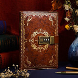 勤得利密码本带锁的日记本女生秘密笔记本男孩简约文艺复古少女心笔记本子高级精致大学生创意记事本定制 栗子棕