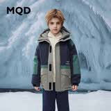 MQD童装男大童冬季户外风撞色拼接羽绒服 藏青 120