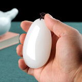 九福润 新疆羊脂白原石原皮手把件男士文玩把玩件玉石随身手玩件