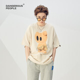 Dangerous people薛之谦dsp小熊纸袋人图案潮流圆领情侣T恤短袖 黄色 XL