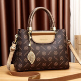 生日礼物送妈妈包包女包新款大容量手提包女士实用单肩包女斜挎包 咖啡金色（收藏送丝巾