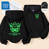 真维斯童装儿童外套春秋款2025新款男童上衣加绒中大童秋装衣服连帽卫衣开衫 【加绒款】黑/J绿铠甲头盔 175