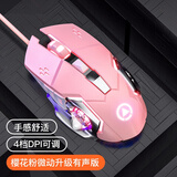 YUMIDA联想拯救者Y7000 Y9000P游戏鼠标笔记本无线鼠标LOL吃鸡CF电竞机械有线鼠标 樱花粉【有线】+鼠标垫