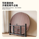 依恋达折叠式餐桌家用餐桌带转盘桌子中式饭桌酒店商用圆桌子可折叠餐桌 黑胡桃【玻璃转盘+桌面+桌腿】 1.4m 可坐10-11人