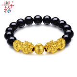 红色年轮黄金貔貅手链男女情侣足金皮丘转运珠六字真言金珠父亲节实用礼物 款式六 （中款貔貅） 金约5.0g 手串