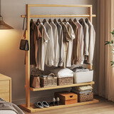 喻品实木衣帽架落地卧室挂衣架办公室客厅家用衣服挂架MJ26原木色100