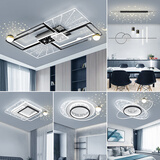 菲奇普 简约客厅灯后现代轻奢时尚北欧卧室书房灯LED全屋灯具套餐组合 黑色套餐：三室两厅（包安装） 三色光