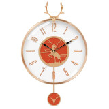 康巴丝（Compas）挂钟客厅摆钟 钟表客厅简约时钟 卧室石英钟表挂墙 C3262金橙色