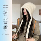 俞兆林包包帽大头围毛线帽子冬季女可爱包头帽巴拉克拉法帽毛绒针织帽女