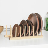 木上 日式厨房置物架原木7格盘子架本色 厨房收纳架沥水架碟架