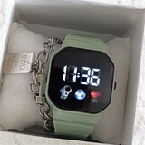 蓝铂丽手表女ins高颜值学生党简约时尚小众设计电子表方太 抹茶绿