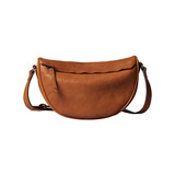 裘真头层植鞣牛皮休闲月牙包复古简约百搭单肩斜挎包女小包 焦糖色