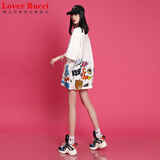 LOVER RUCCI法国短袖大版大t恤女夏宽松中长款遮屁股遮臀上衣下衣下半身失踪 白色 L 130-150斤