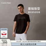 Calvin Klein Jeans夏季男女情侣中性摩登霓虹ck印花休闲圆领短袖T恤J318289 BEH-黑色 M   （推荐135-150斤）