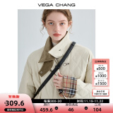 VEGA CHANG飞机扣棉衣女2024冬新款方领拼接菱格棉服外套ins潮 奶油米 S