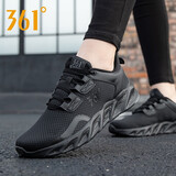 361°女鞋运动鞋女跑步鞋新款361度女鞋旅游鞋春季网面透气休闲鞋子 曜石黑 38