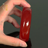 轻萌天然巴西红玛瑙玉镯子加宽版窄版玉手镯红色玉手镯送亲友 60mm