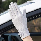 鑫铎夏季防晒手套女薄款纯棉透气触屏防滑春秋开车骑行 雪花珠灰色 均码