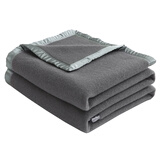 鸣球（MINGQIU） 鸣球新西兰羊毛盖毯驼色床上保暖加厚纯羊毛毯子铺毯冬季 暗夜灰（色丁包边150*200CM）