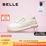 百丽透气网面小白鞋女新款厚底休闲运动板鞋B1175BM3预售 米白 36