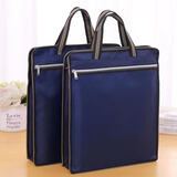 [爆款推荐]文件袋手提包双层大容量资料袋牛津防水拉链会议包商务公文包档案袋可定制可印刷 藏青色 藏青色【竖款加款】
