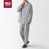 无印良品（MUJI）男式 无侧缝双层纱织 睡衣 家居服 FBA11C2S 灰色 L-XL 