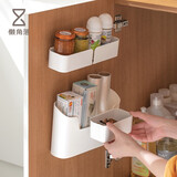 懒角落 橱柜收纳盒壁挂式免打孔厨房整理盒保鲜膜置物架 大号分隔款