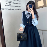 可茵（Keyin）连衣裙女装2025年春夏新款法式假两件拼接职业复古中长款裙子女 9905春秋款 2XL