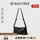 BAGTREE包包树奶盒包 牛皮单肩斜挎2024新款轻奢枕头Hobo女士包生日礼物 檀黑色-小号 bag tree包包树轻奢女包