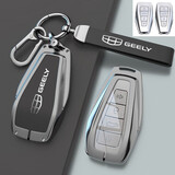 Ewitgo适用吉利博越L钥匙套星瑞星越L/S缤越新帝豪远景豪越缤瑞合金包壳 C款【枪色黑皮+双扣皮绳款】