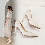 ZHR高跟鞋女春秋款性感优雅女鞋简约通勤细跟鞋子女 U09 米色 37 