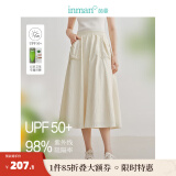 茵曼（INMAN）UPF100+防晒休闲长袖开衫衬衫2024夏女新款宽松外套上衣 防晒半身裙杏色-18424115 S