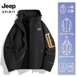 JEEP SPIRIT吉普 夹克男棉衣情侣秋冬三合一加厚两件套防风防水保暖棉服外套 552/女款黑色 XL