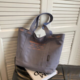 酷达妮帆布包女新款手提包时尚外出大容量大学生通勤包手提袋子 灰色