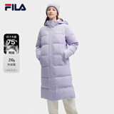 FILA 斐乐官方女士长款羽绒服2025春休闲基础简约连帽上衣