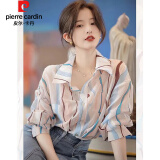 皮尔卡丹（pierre cardin）衬衫女长袖2025春秋新款女装韩版时尚印花衬衣女宽松打底衫上衣女 图片色 XL 建议121-138斤