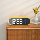 三每LED学生闹钟音乐铃声温湿度电子钟儿童床头声控夜光工作日响铃M31 黄色