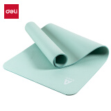 得力（deli）高密度185*90cm健身防滑运动瑜伽垫（绑带+网包）加厚10mm 蓝色