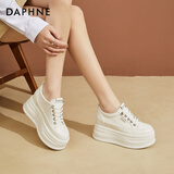 达芙妮厚底内增高休闲鞋女经典板鞋小个子增高显瘦小白鞋子女 白色 36 