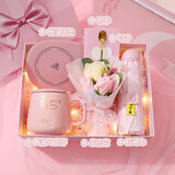 爱美礼圣诞节生日礼物送女友女生闺蜜老婆伴手礼盒伴娘保温杯实用小礼品 恒温杯+晴雨伞+花束套装