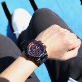 时刻美（skmei）手表学生手表初高中多功能潮流夜光防水电子表生日礼物1327红色