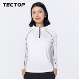 探拓（TECTOP）速干衣女户外立领透气跑步弹力长袖T恤反光骑行服036女白色XL 