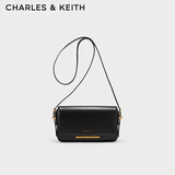 CHARLES&KEITH金属扣单肩包斜挎包小方包女包女生日520礼物送女友CK2-80270956 Black黑色 M