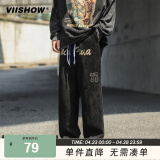 viishow日系工装裤男款春秋高街美式复古宽松阔腿裤 黑色 M