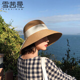 雪茜曼（XUEXIMAN）草帽女ins款夏季可折叠沙滩帽遮脸遮阳帽蝴蝶结渔夫帽太阳帽盆帽