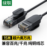 绿联超六类网线细线 CAT6A纯铜万兆成品跳线 家用电脑路由器光猫网络连接线 兼容千兆宽带15米25034